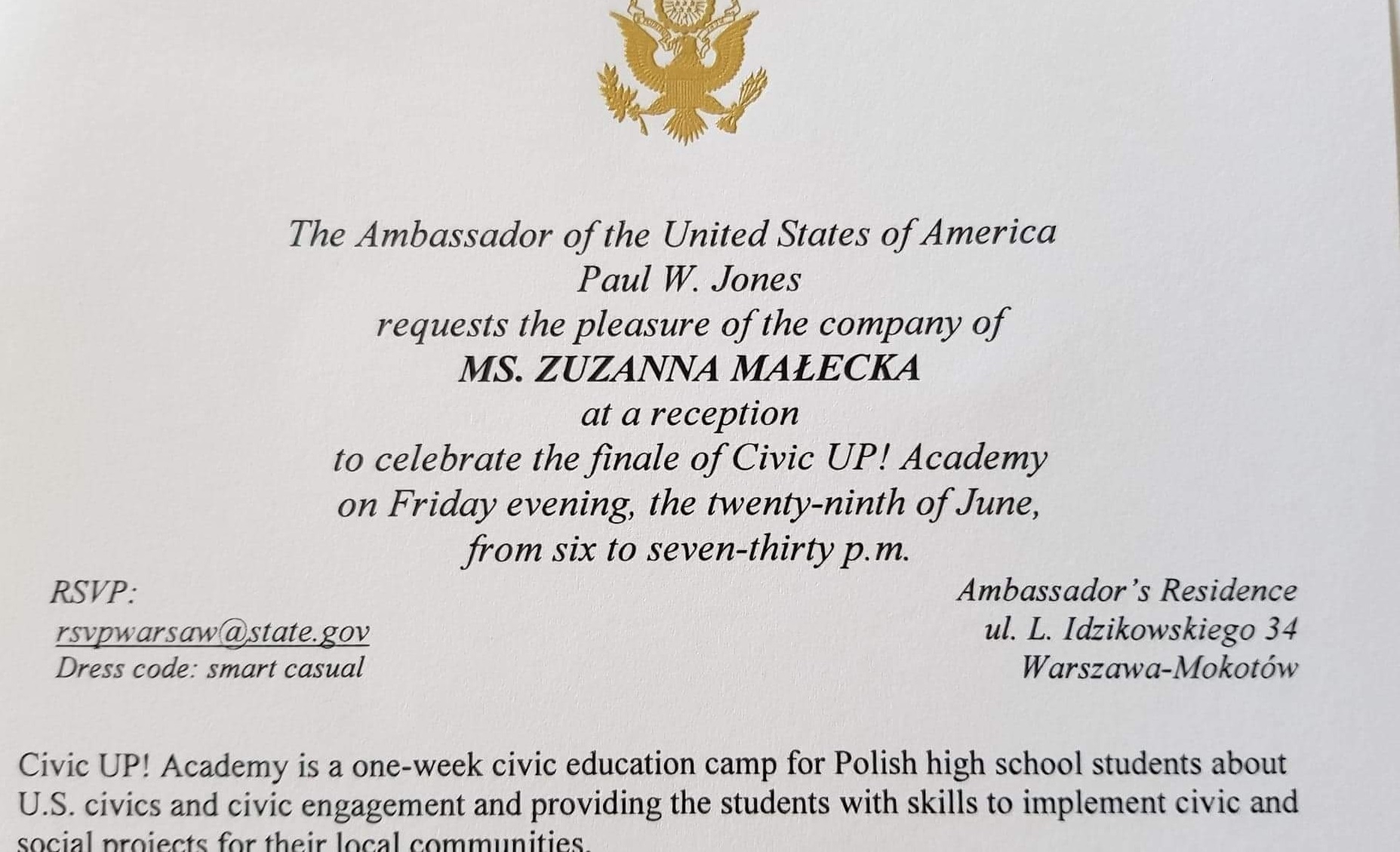 Zaproszenie do Ambasady
